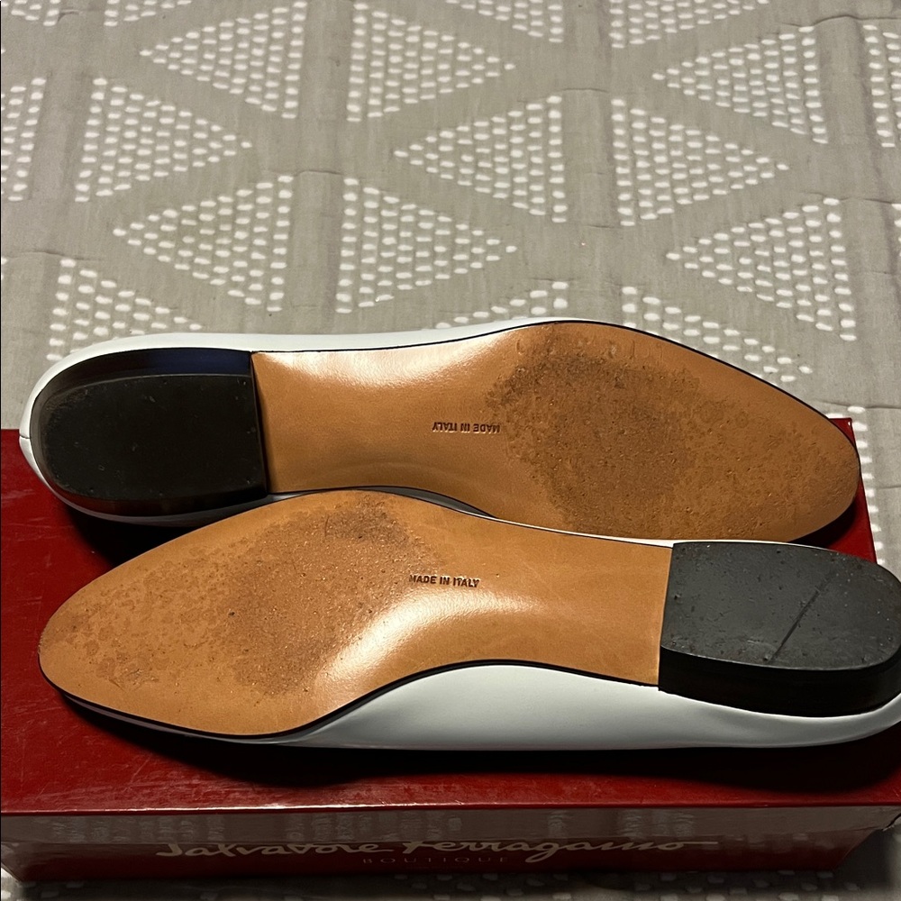 Salvatore Ferragamo White Leather Loafers - Picture 6 of 16